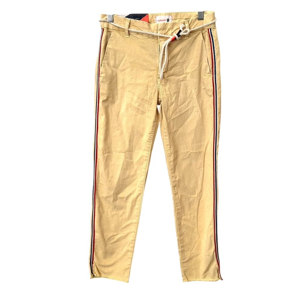 SUNDRY Striped‎ Belted Trouser Yellow Sz 24 - Picture 2 of 5